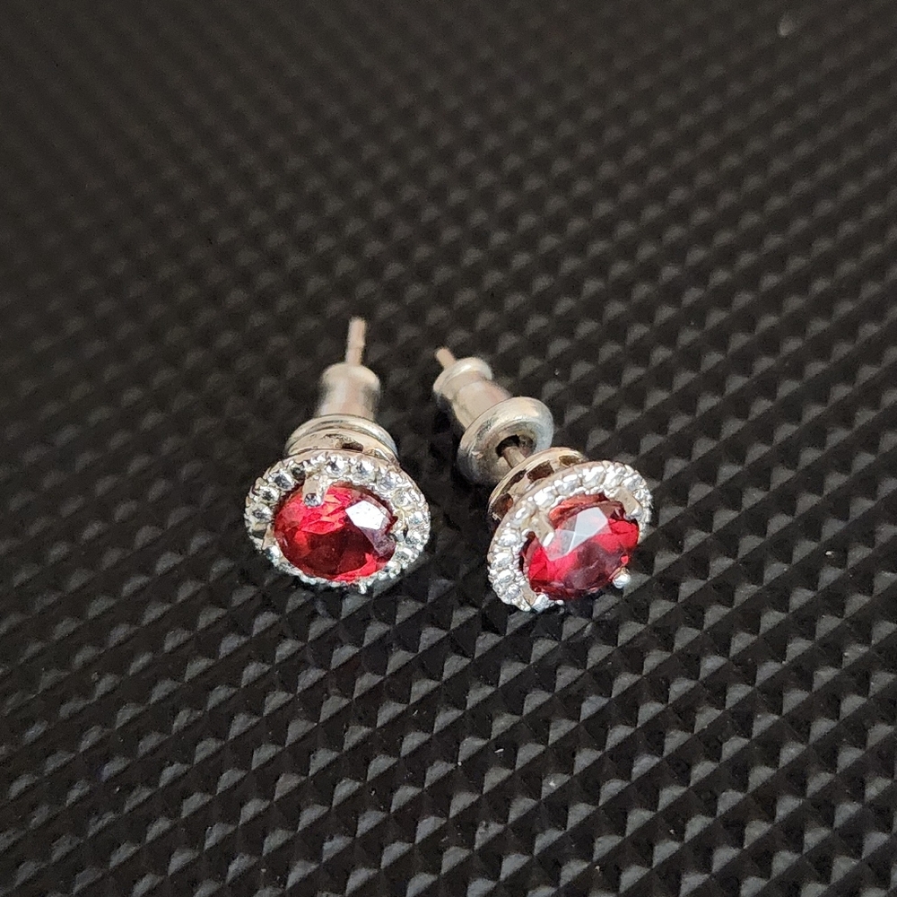 Silver and garnet studs